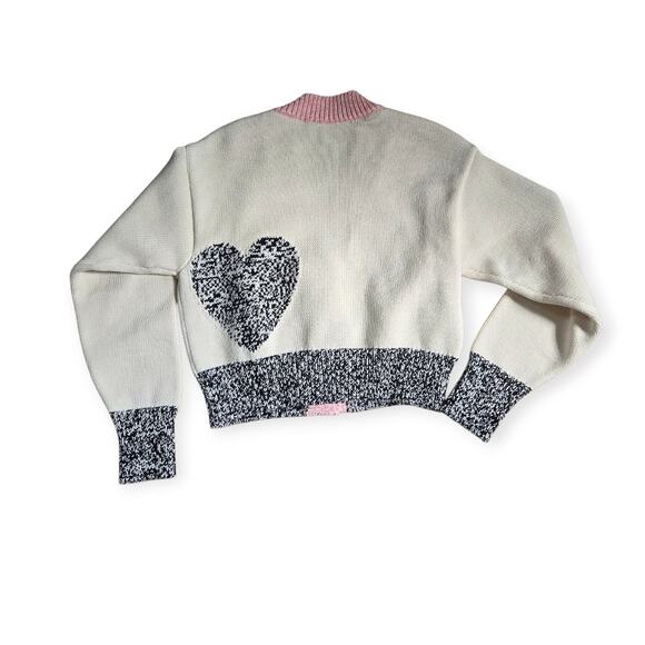 Moschino Jeans Contrast Peace Symbol Intarsia Cotton and Nylon Cardigan Size XS - Picture 5 of 12